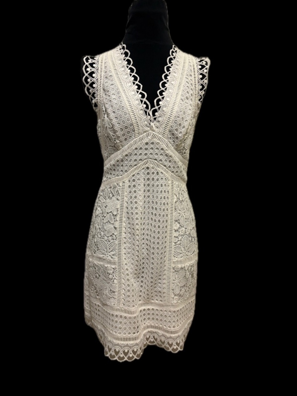 French Connection Ivory Crochet Lace Mini Dress